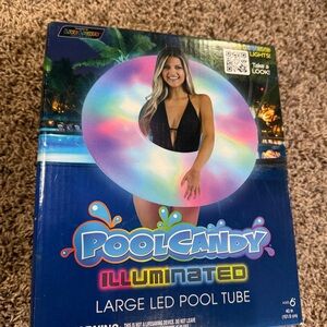 Pool Candy Colorful Illuminated Large LED Pool Tube 40 inches Inner Tube, NWT